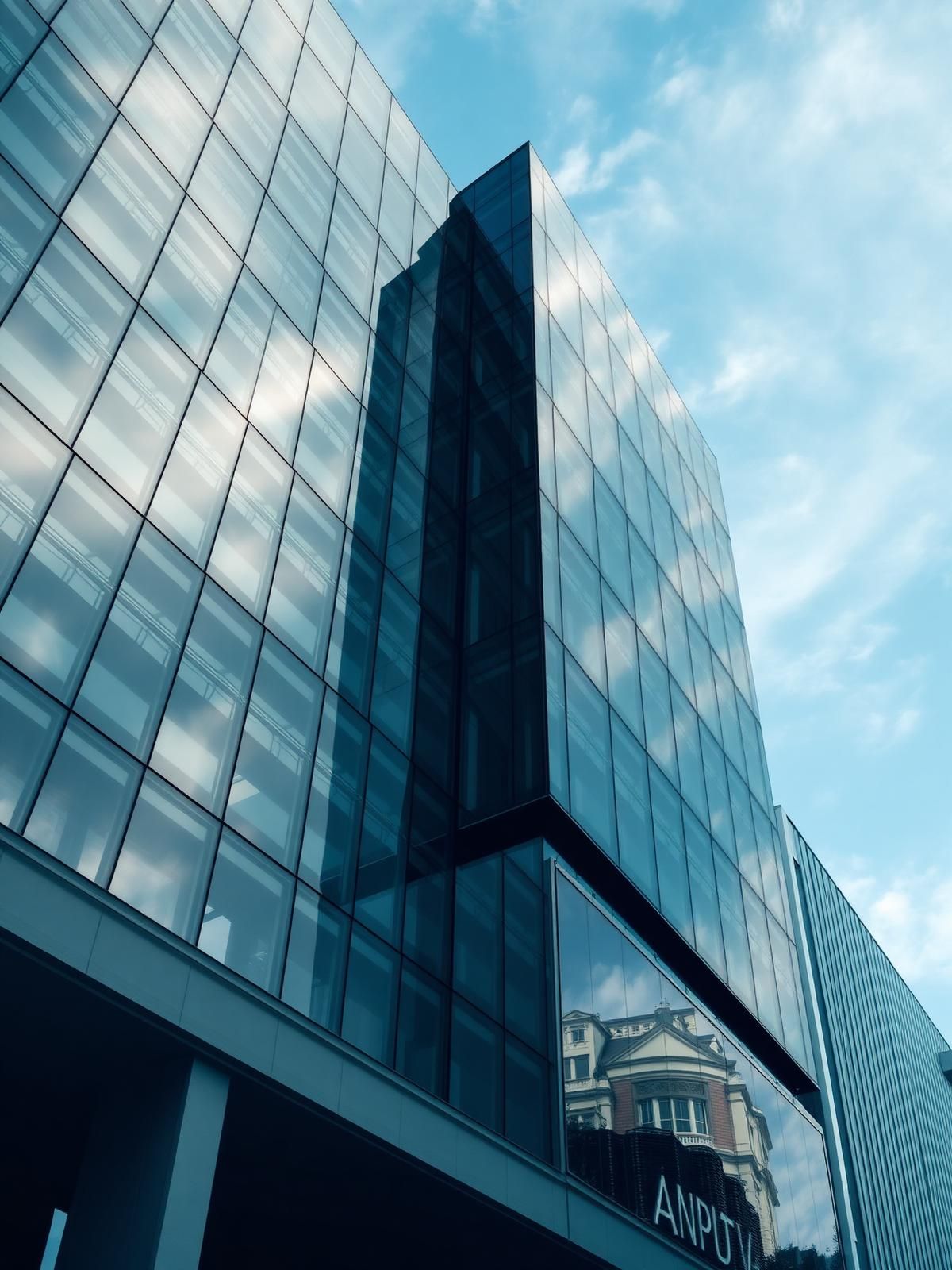 Modern architectural glass curtain wall facade on a commercial building in Denver, Colorado